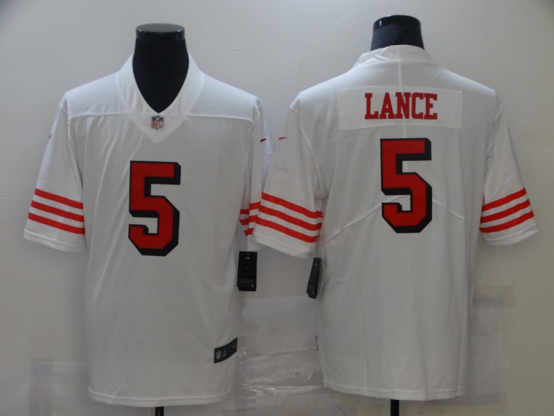 Men San Francisco 49ers 5 Lance White New Nike Vapor Untouchable Limited 2021 NFL Jersey